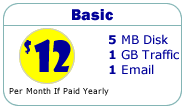 Basic - 5MB Disk, 1GB Traffic, 1  Email